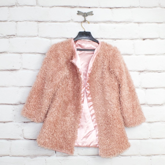 Jackets & Blazers - Faux Fur Pink Dress Over Coat Size ~L
